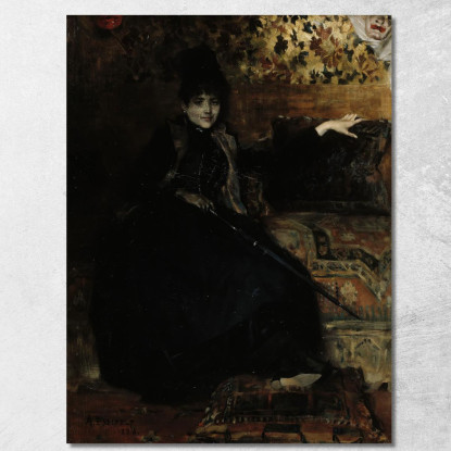 Signora In Nero Seduta Thérèse Noire Albert Edelfelt aed48 quadro stampato su tela