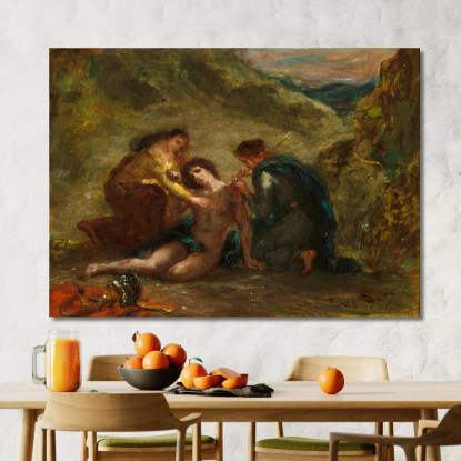San Sebastiano Con Sant'Irene E Assistente Eugène Delacroix edx110 quadro stampato su tela