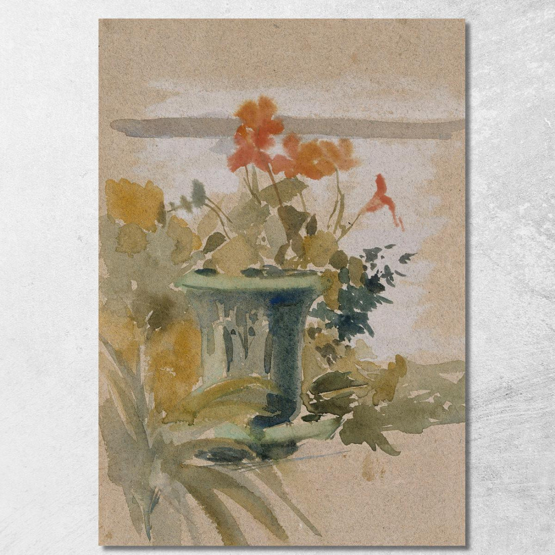 Pelargoni Sulla Terrazza Albert Edelfelt aed75 quadro stampato su tela