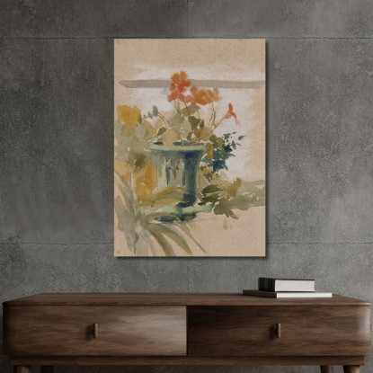 Pelargoni Sulla Terrazza Albert Edelfelt aed75 quadro stampato su tela