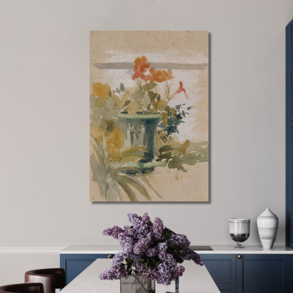 Pelargoni Sulla Terrazza Albert Edelfelt aed75 quadro stampato su tela