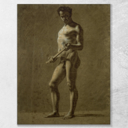 Nudo Maschile Accademico In Piedi Eugène Delacroix edx111 quadro stampato su tela