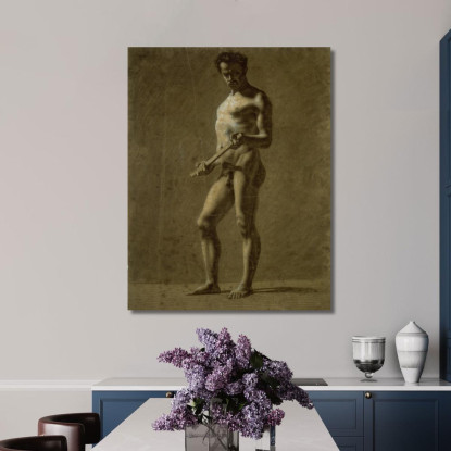 Nudo Maschile Accademico In Piedi Eugène Delacroix edx111 quadro stampato su tela