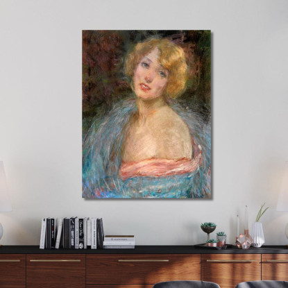 Ragazza Bionda Con Boa Alice Pike Barney apb15 quadro stampato su tela