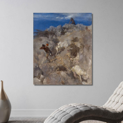 Pan Spaventa Un Pastore Terrorizzato Dal Panico Arnold Böcklin abk37 quadro stampato su tela