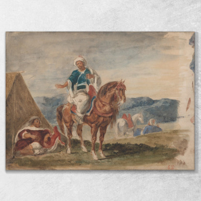 Tre Cavalieri Arabi In Un Accampamento Eugène Delacroix edx149 quadro stampato su tela