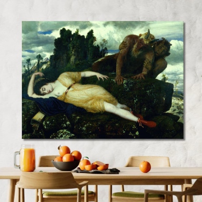Diana Addormentata Vegliata Da Due Fauni Arnold Böcklin abk60 quadro stampato su tela