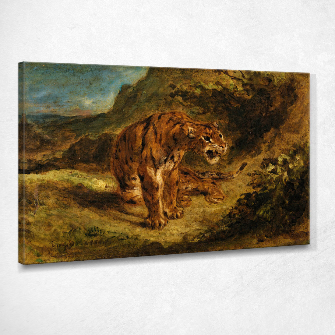 Tigre In Allerta Eugène Delacroix edx151 quadro stampato su tela
