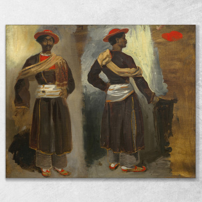 Due Studi Di Un Indiano In Piedi Di Calcutta Eugène Delacroix edx152 quadro stampato su tela