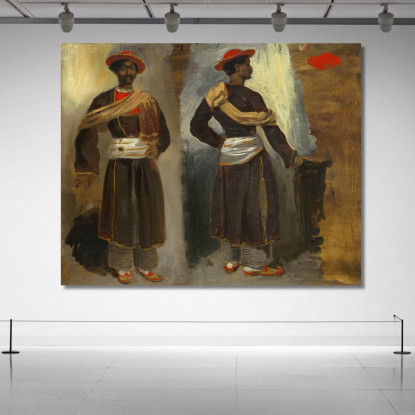 Due Studi Di Un Indiano In Piedi Di Calcutta Eugène Delacroix edx152 quadro stampato su tela
