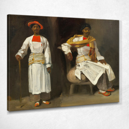 Due Studi Di Un Indiano Di Calcutta Seduto E In Piedi Eugène Delacroix edx153 quadro stampato su tela