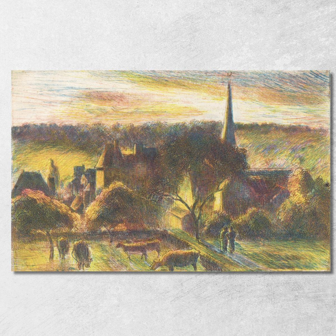 Una Chiesa E Una Fattoria A Éragny 1890 Camille Pissarro cps1 quadro stampato su tela Una Chiesa E Una Fattoria A Éragny 1890 Camille Pissarro cps1 quadro stampato su tela