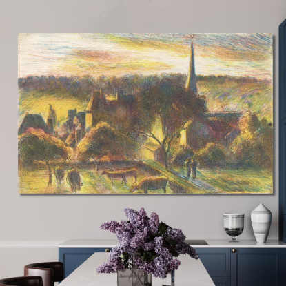 Una Chiesa E Una Fattoria A Éragny 1890 Camille Pissarro cps1 quadro stampato su tela