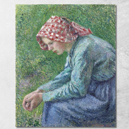 Una Contadina Seduta 1885 Camille Pissarro cps7 quadro stampato su tela