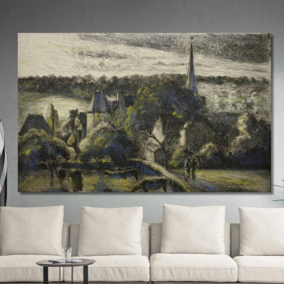 Chiesa E Fattoria A Éragny 1895 Camille Pissarro cps20 quadro stampato su tela
