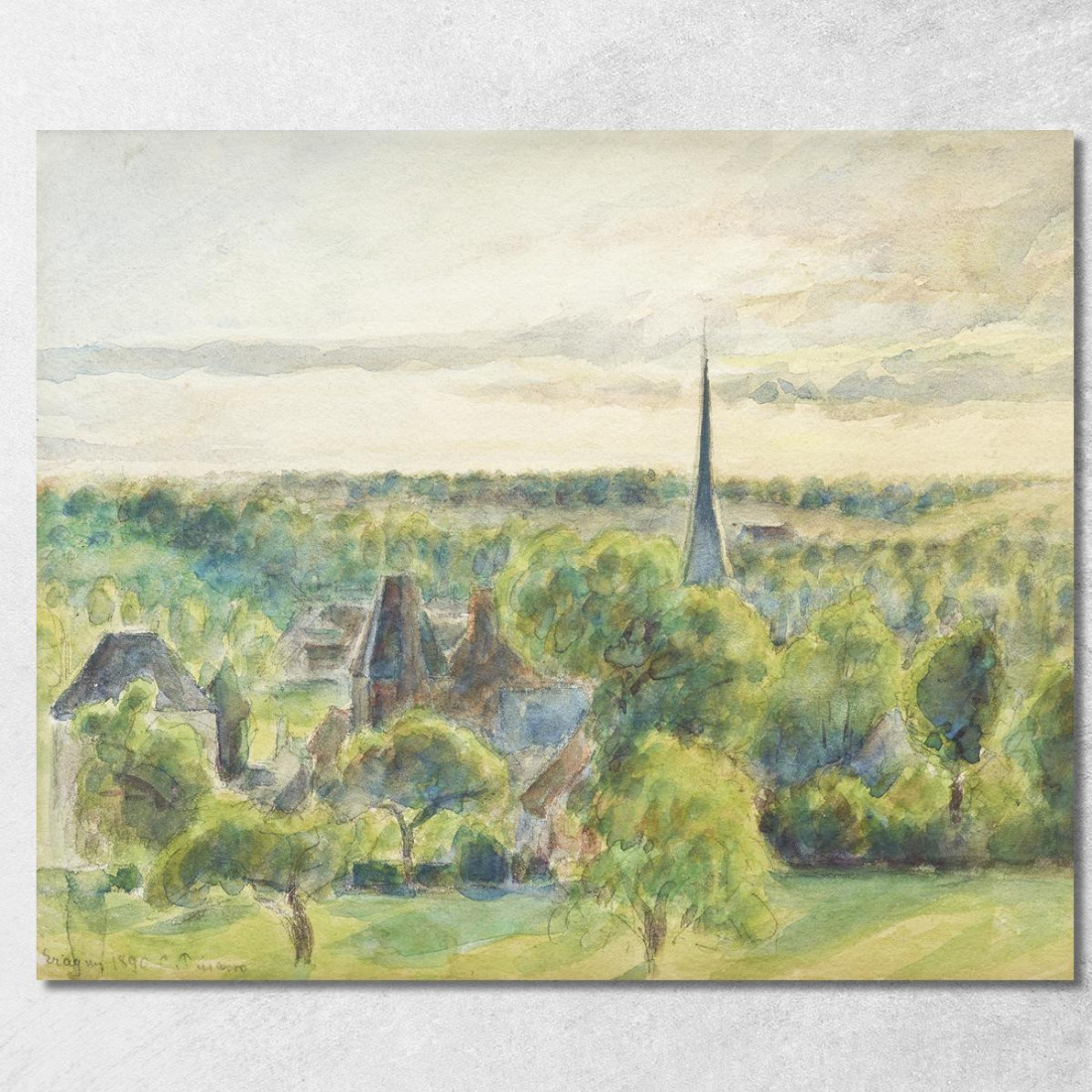 Paesaggio A Eragny 1890 Camille Pissarro cps37 quadro stampato su tela Paesaggio A Eragny 1890 Camille Pissarro cps37 quadro stampato su tela