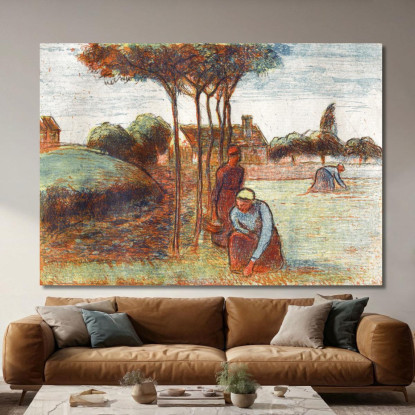 Contadine Che Sarchiano L'Erba Ca 1894 Camille Pissarro cps52 quadro stampato su tela