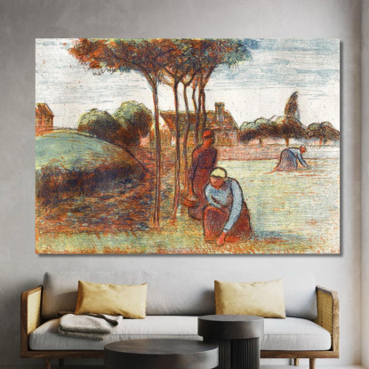 Contadine Che Sarchiano L'Erba Ca 1894 Camille Pissarro cps52 quadro stampato su tela