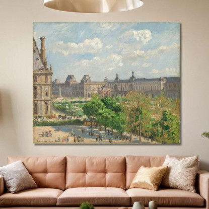 Place Du Carrousel Parigi 1900 Camille Pissarro cps54 quadro stampato su tela