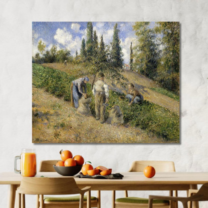 La Vendemmia Pontoise 1881 Camille Pissarro cps82 quadro stampato su tela