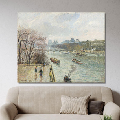 Il Louvre Pomeriggio Piovoso 1900 Camille Pissarro cps85 quadro stampato su tela