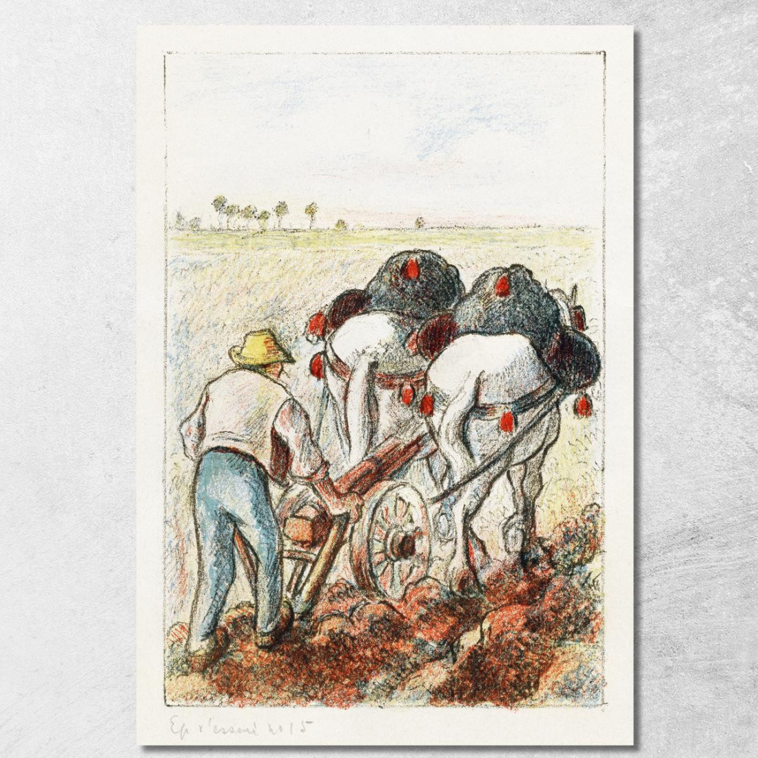 L'Aratro 1901 Camille Pissarro cps91 quadro stampato su tela L'Aratro 1901 Camille Pissarro cps91 quadro stampato su tela