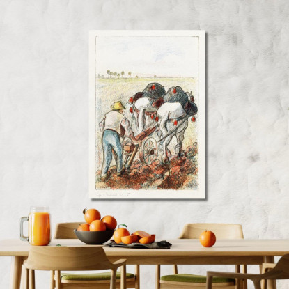 L'Aratro 1901 Camille Pissarro cps91 quadro stampato su tela
