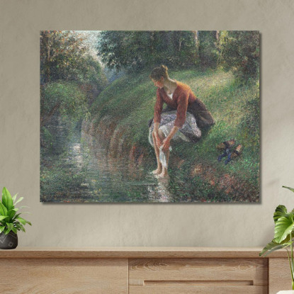 Donna Che Si Bagna I Piedi In Un Ruscello Camille Pissarro cps105 quadro stampato su tela