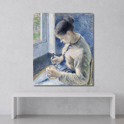 Giovane Contadina Che Prende Il Caffè 1881 Camille Pissarro cps108 quadro stampato su tela