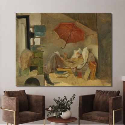 Der Arme Poet Il Povero Poeta Carl Spitzweg csp10 quadro stampato su tela