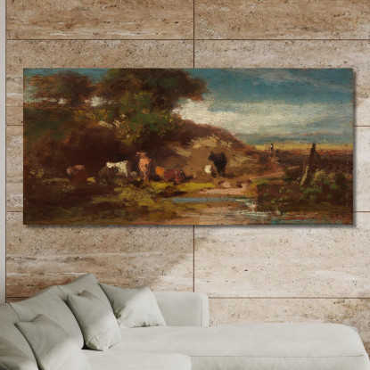 Paesaggio Con Mucche Carl Spitzweg csp39 quadro stampato su tela