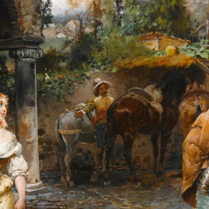Una Conversazione Al Pozzo Cesare Auguste Detti cad2 quadro stampato su tela