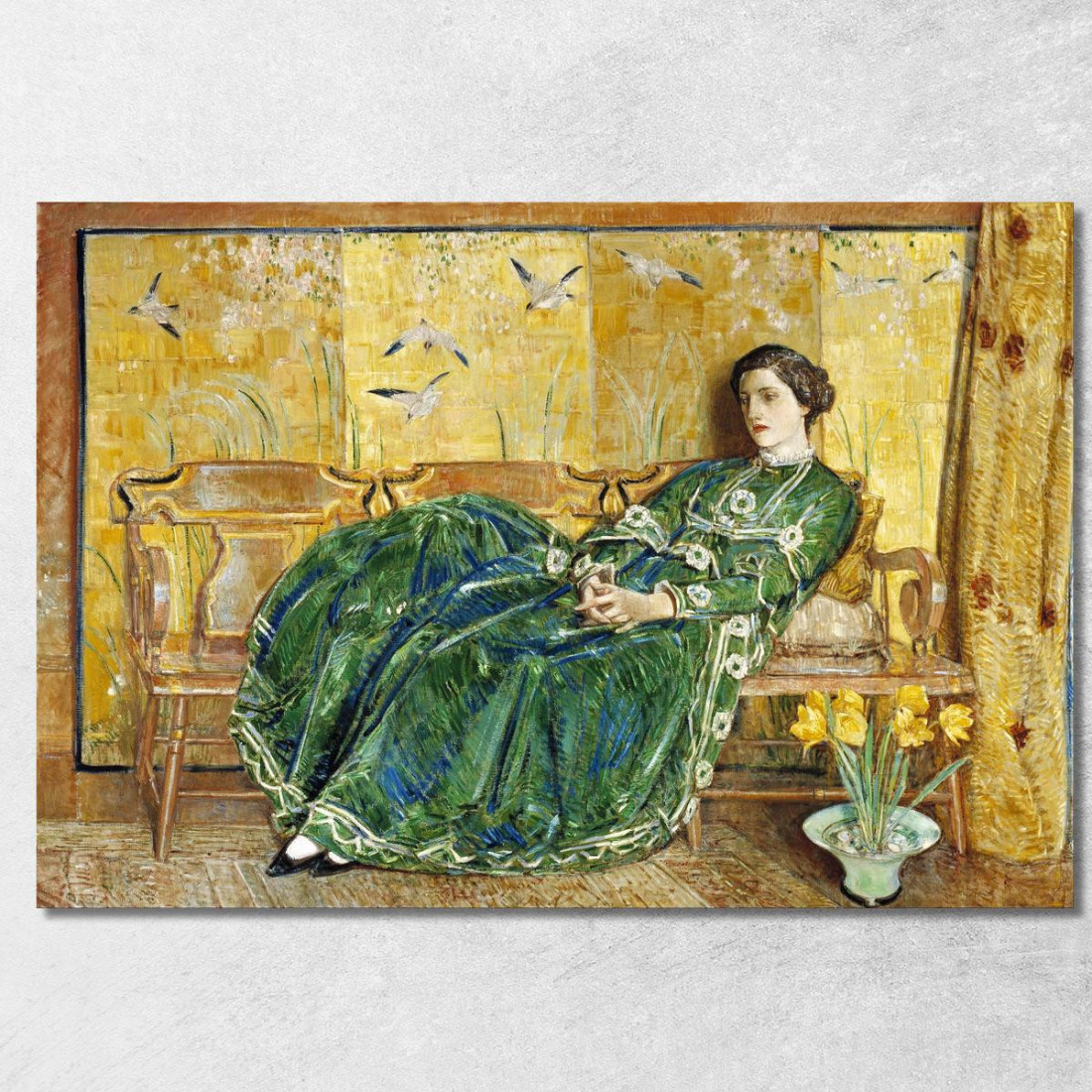Aprile L'Abito Verde Childe Hassam chs4 quadro stampato su tela Aprile L'Abito Verde Childe Hassam chs4 quadro stampato su tela