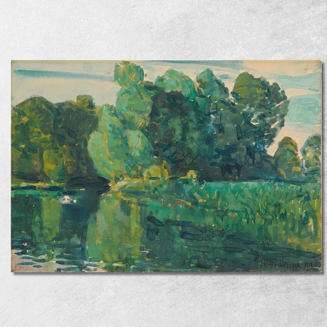 Alberi In Riva A Un Lago Childe Hassam chs87 quadro stampato su tela Alberi In Riva A Un Lago Childe Hassam chs87 quadro stampato su tela