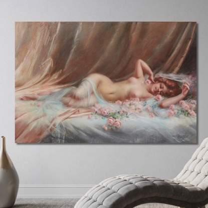 Nudo Con Rose Delphin Enjolras dej26 quadro stampato su tela