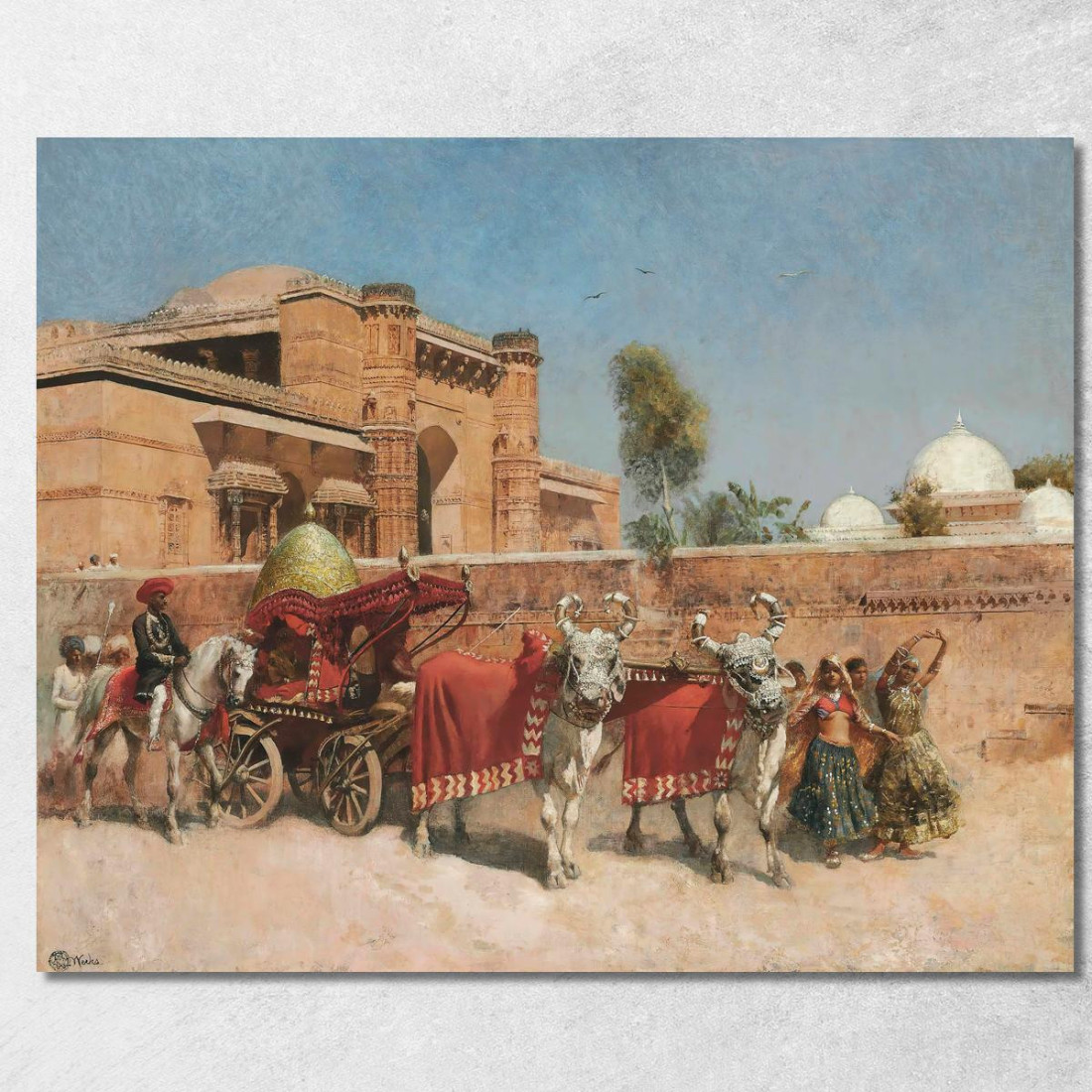 Un Corteo Nuziale Davanti A Un Palazzo Nel Rajasthan Edwin Lord Weeks elw6 quadro stampato su tela