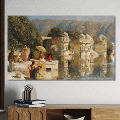 Lago Di Oodeypore India 2 Edwin Lord Weeks elw23 quadro stampato su tela