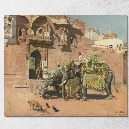 Gli Elefanti Del Rajah Di Jodhpore Edwin Lord Weeks elw25 quadro stampato su tela