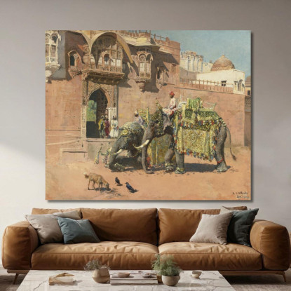 Gli Elefanti Del Rajah Di Jodhpore Edwin Lord Weeks elw25 quadro stampato su tela