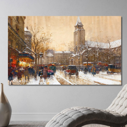 Boulevard Saint-Germain Parigi Eugène Galien-Laloue egl8 quadro stampato su tela