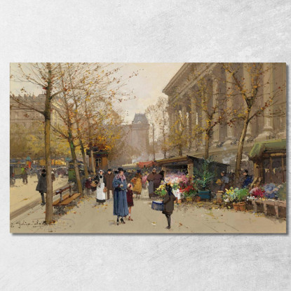 Mercato Dei Fiori La Madeleine Eugène Galien-Laloue egl11 quadro stampato su tela