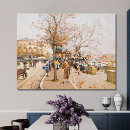 Place Du Châtelet A Parigi Eugène Galien-Laloue egl18 quadro stampato su tela