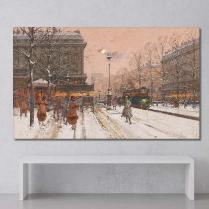 Il Gran Boulevard Sotto La Neve Eugène Galien-Laloue egl26 quadro stampato su tela