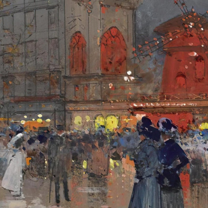 Il Moulin Rouge Parigi Eugène Galien-Laloue egl32 quadro stampato su tela