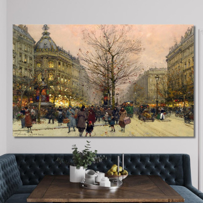 I Grands Boulevards Parigi Eugène Galien-Laloue egl36 quadro stampato su tela