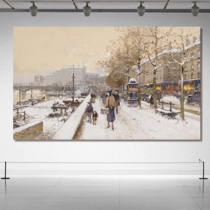 Quai Des Célestins Eugène Galien-Laloue egl64 quadro stampato su tela