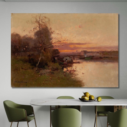 Fiume Al Tramonto Eugène Galien-Laloue egl66 quadro stampato su tela