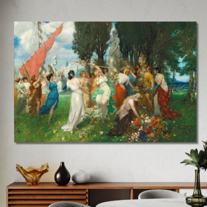 La Festa Primaverile Della Flora Davanti All'Acropoli Ferdinand Leeke flk14 quadro stampato su tela