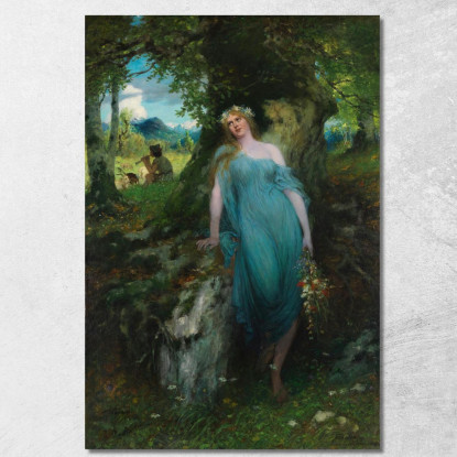 Ninfa Dei Boschi E Pastore Ferdinand Leeke flk15 quadro stampato su tela
