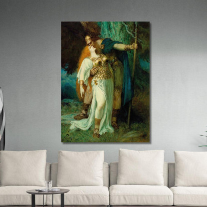 L'Addio Di Wotan A Brunilde Ferdinand Leeke flk16 quadro stampato su tela
